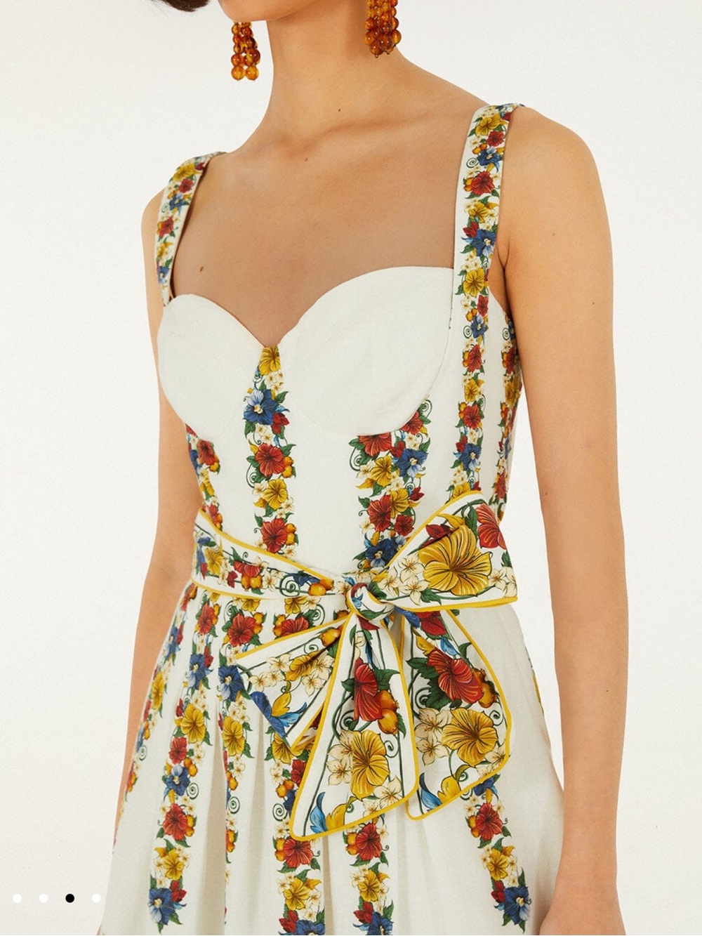 NWT L Farm Rio White Tropi Floral Belted Mini Dress - Picture 3 of 4